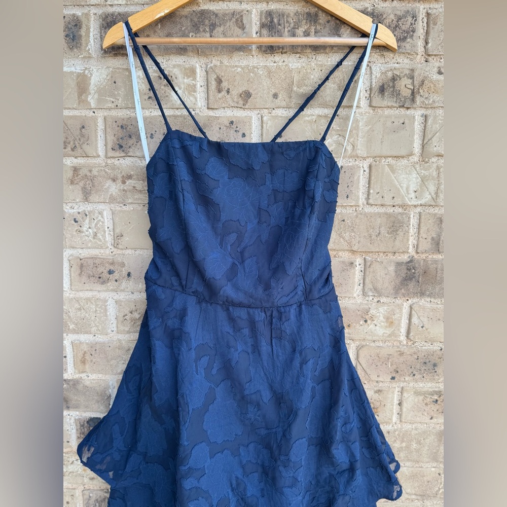 Lulu's Loving Celebration Navy Floral Lace-Up Tiered Maxi Dress Size XL - Picture 4 of 13